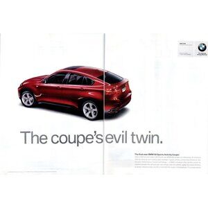 2008 BMW X6 V8 Sports Activity Coupe 2 page Vintage Print Ad Evil Twin Wall Art